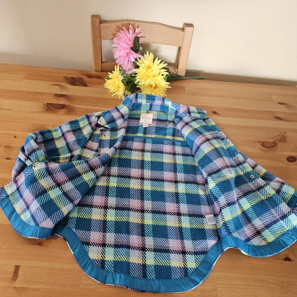 Cat & Jack - Girls' Plaid Button-Front Long Sleeve Shacket - Teal Blue Plaid - Picture 7 of 13